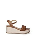 Time and Tru Women's Braided Mid-Heel Wedge Sandals, Wide Width Available | Walmart (US)