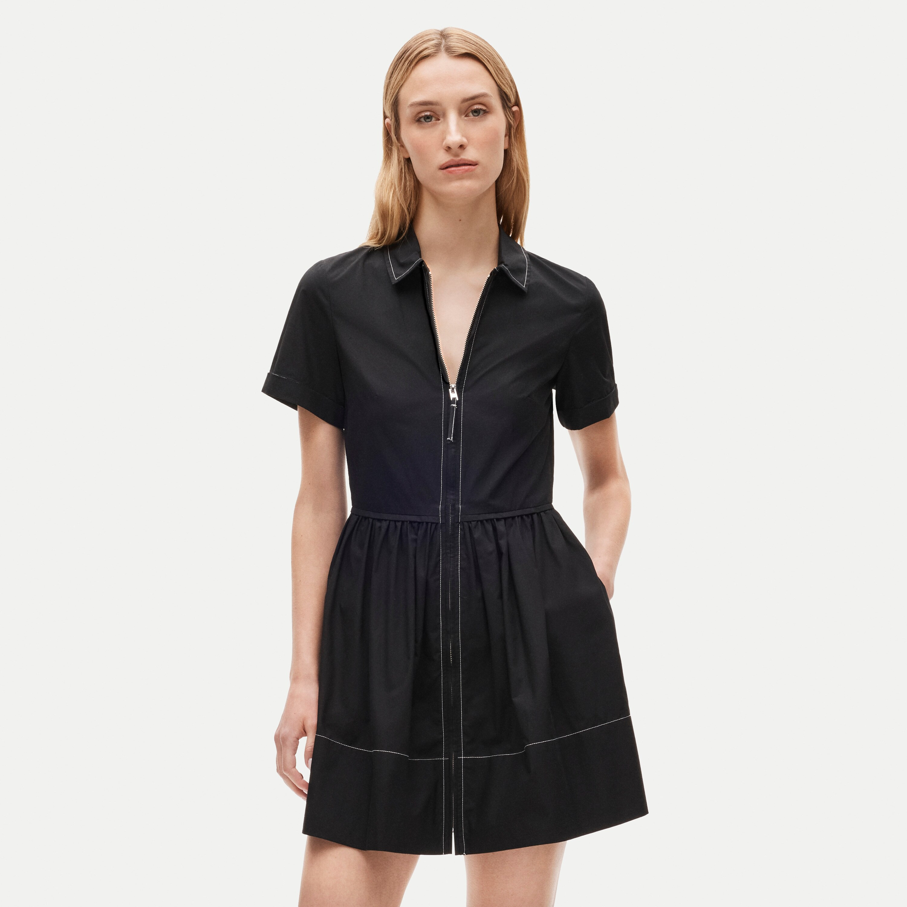 Mini zip-up shirt-dress in cotton poplin | J. Crew US