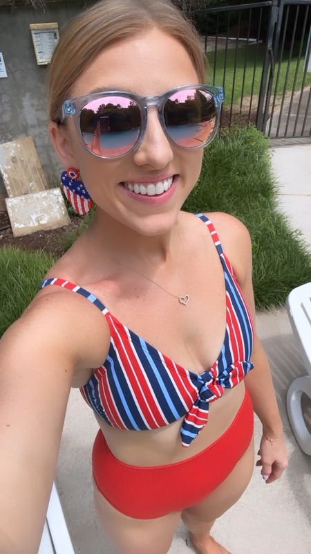 Wore this target swimsuit today for a pool day! It’s the cutest! Both pieces run TTS. ❤️ 

Target style. LTK under 50. Patriotic swimsuit. 
