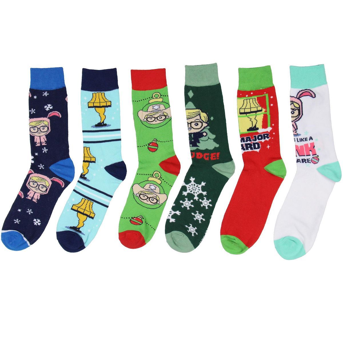 A Christmas Story Adult Holiday Inspired 6-Pack Crew Socks For Men And Women Multicoloured | Target