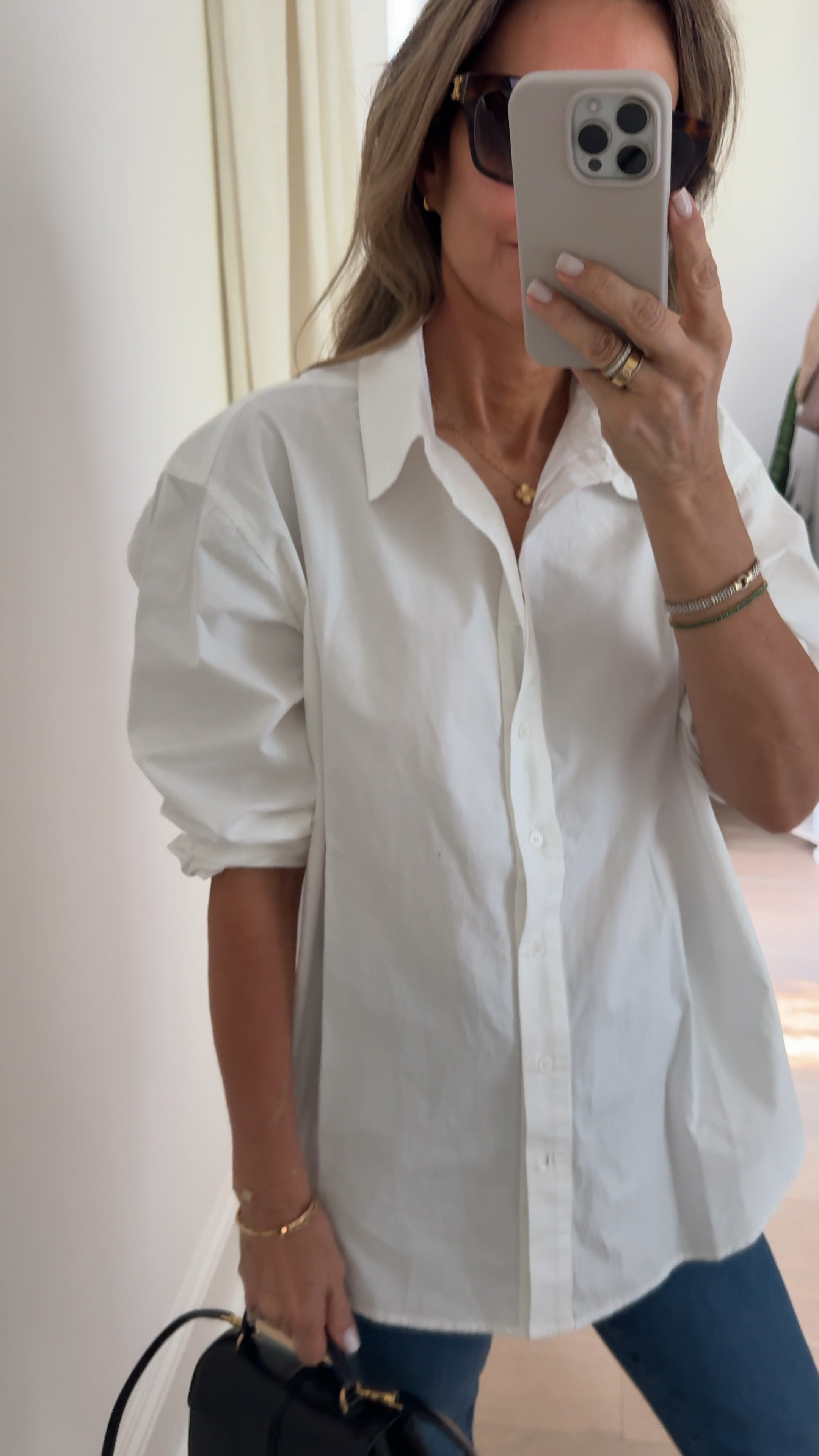 Julia Amory Carolyn top. Oversized to a Large DISCOUNT VODE TAMMY15
-Veronica Beard kick flare jeans
-Target flats 