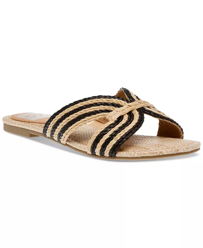 DV Dolce Vita Women's Geeya Raffia Criss Cross Strap Flat Slide Sandals - Macy's | Macy's