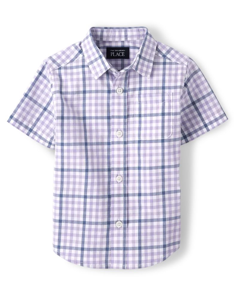 Baby And Toddler Boys Dad And Me Gingham Poplin Button Down Shirt - petal purple | The Children's Place