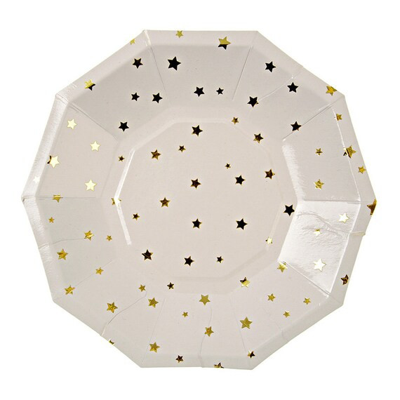 Gold Stars Paper Plates, Set of 8 Meri Meri Toot Sweet Gold Star Small Party Plates, Great for a ... | Etsy (US)