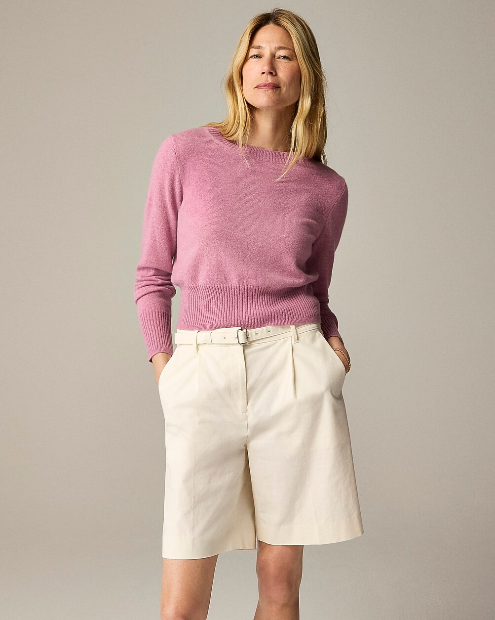 Cashmere shrunken crewneck sweater | J. Crew US