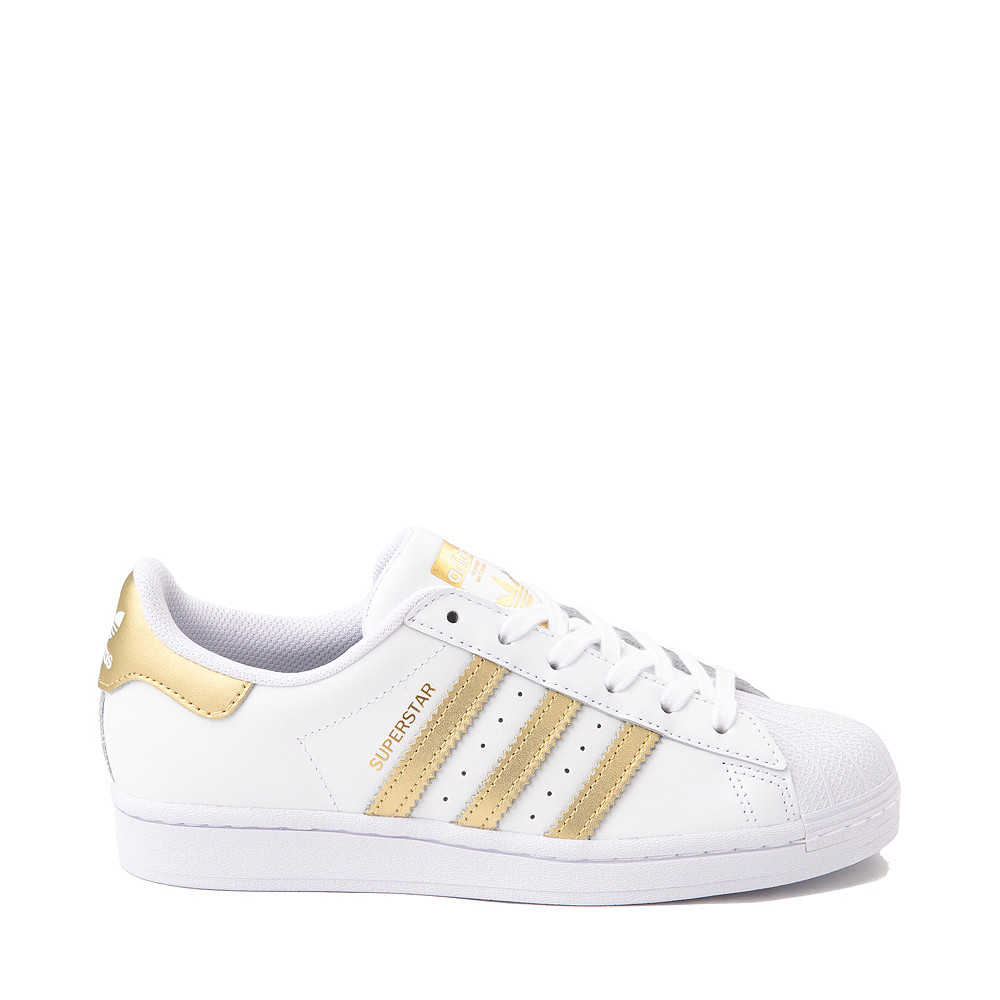 Womens adidas Superstar Athletic Shoe - Cloud White / Gold Metallic | Journeys