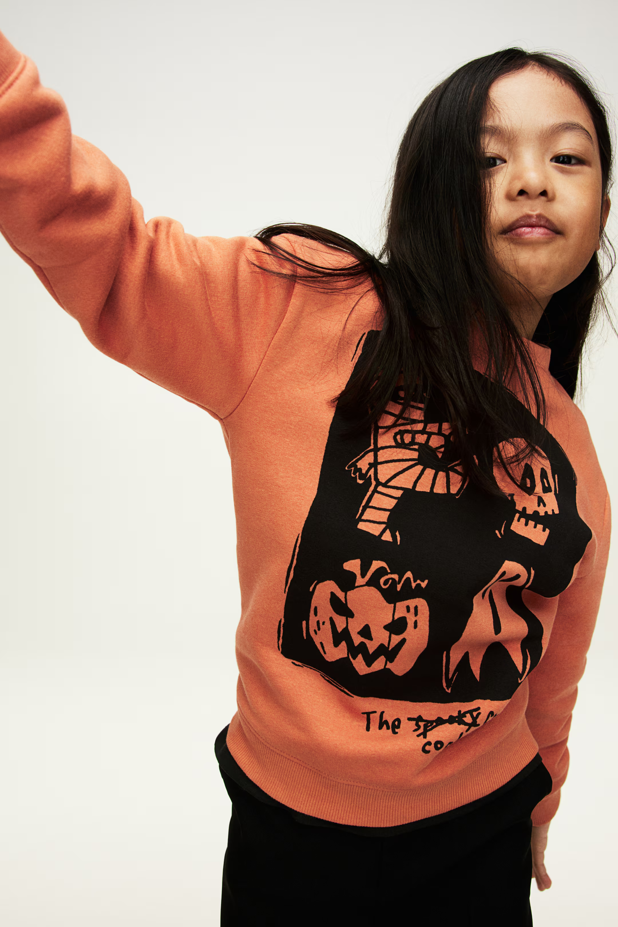 Sweatshirt - Round Neck - Long sleeve - Orange/Halloween - Kids | H&M US | H&M (US + CA)