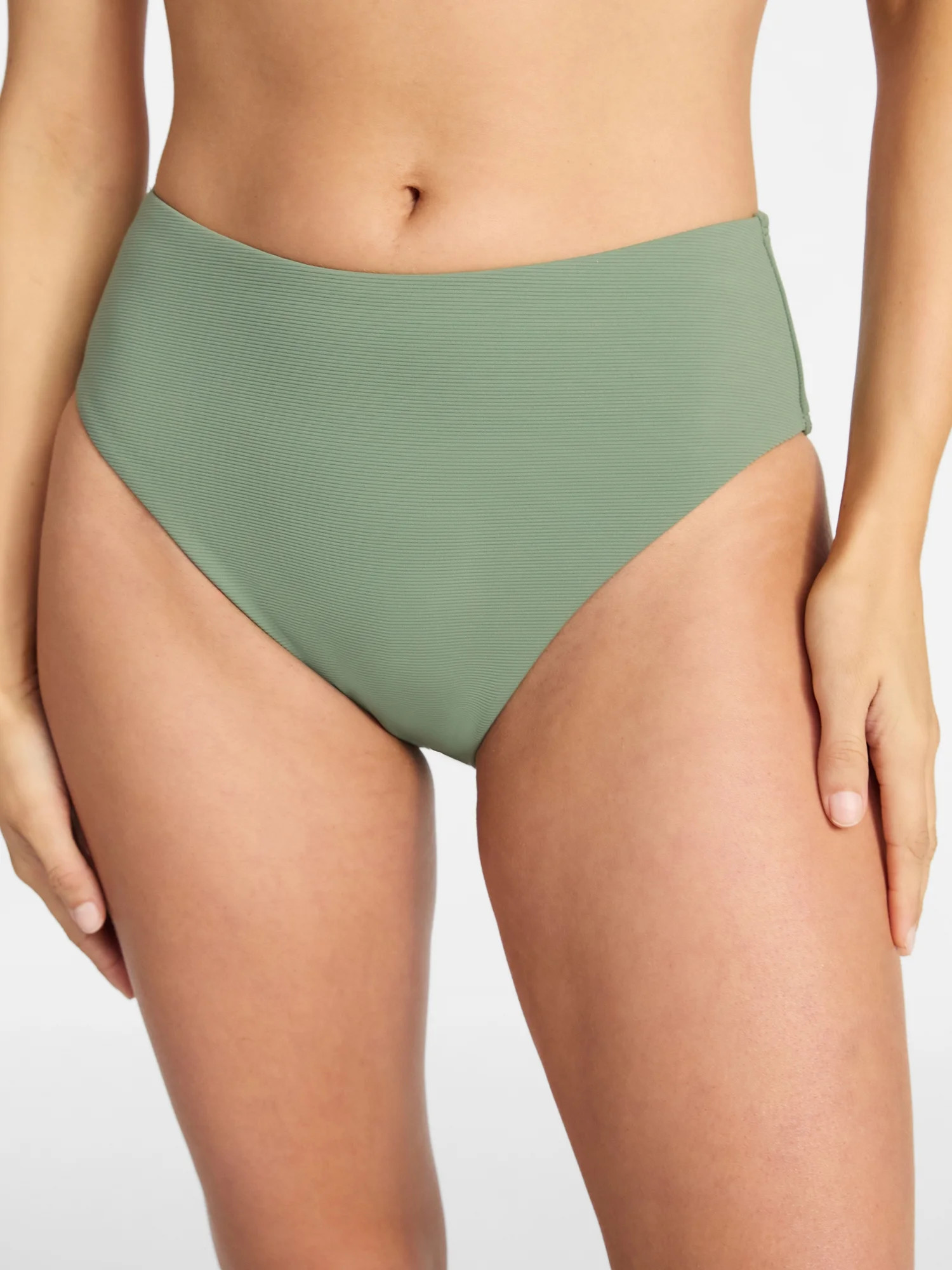 Time and Tru Women's and Women's Plus Size Ribbed Mid Rise Bikini Swim Bottoms, Sizes XS-3X | Walmart (US)