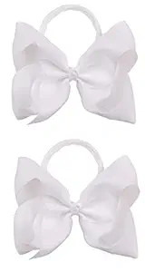 2Pcs 6 Inches Ribbon Baby Girls Headbands Infant Elastic Hairbands Large Cheer Bow Hair Band Acce... | Amazon (US)