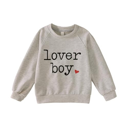 IZYJOY Toddler Baby Boy Valentine's Day Sweatshirt Boys Lover Heart Long Sleeve Shirts Crewneck Pullover Top(Gray, 80<12-18M>) | Amazon (US)