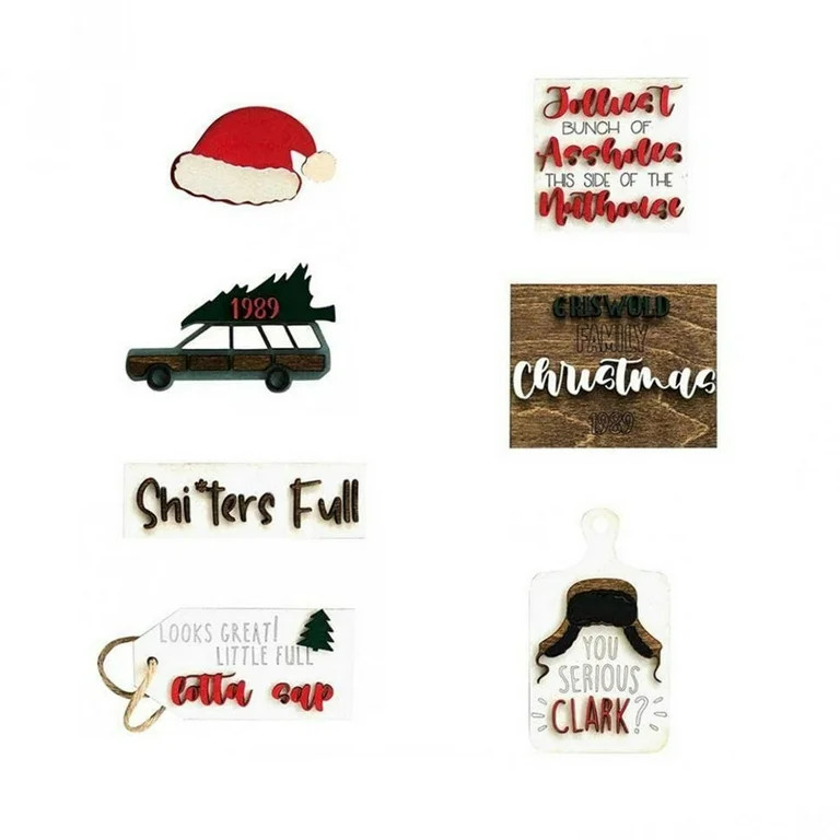 QISIWOLE Christmas Tiered Tray Decor Winter Table Wooden Sign Decorations Xmas Tabletop Farmhouse... | Walmart (US)