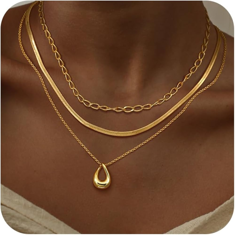 NECOCY Valentine's Day Gift 14k Gold/Silver Plated Layered Gold Necklaces for Women, 3Pcs Dainty ... | Amazon (US)