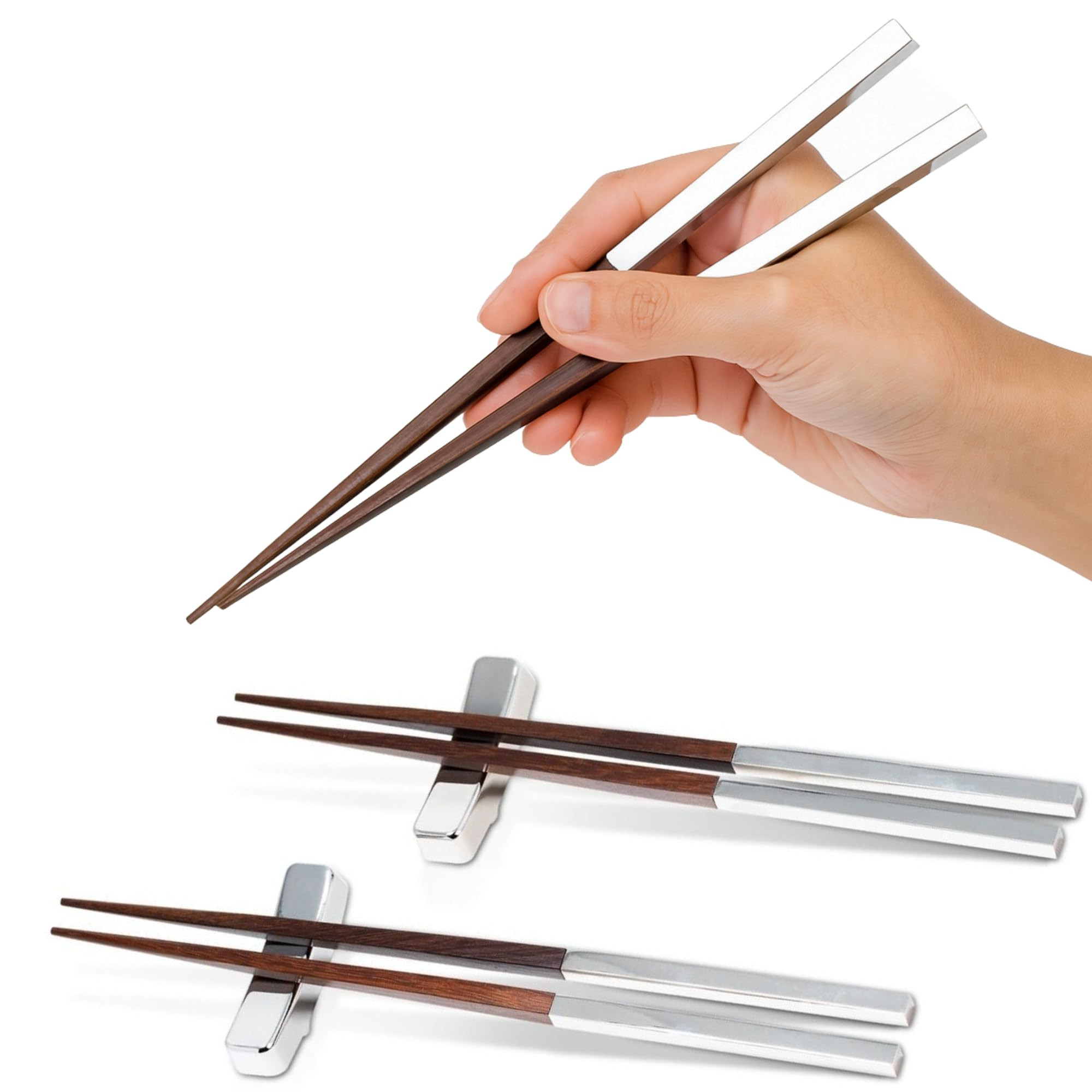 Bey-Berk Simon Personalized Bamboo Chopstick Set – 2 Pairs, Custom Silverplated Handles & Rest,... | Amazon (US)