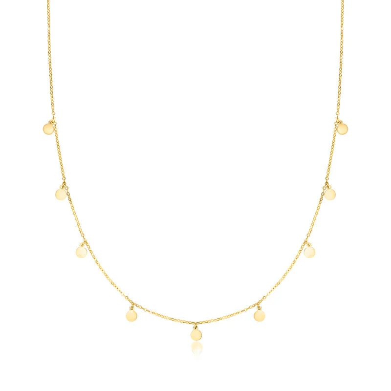 Italian 10kt Yellow Gold Mini Disc Station Necklace | Ross-Simons