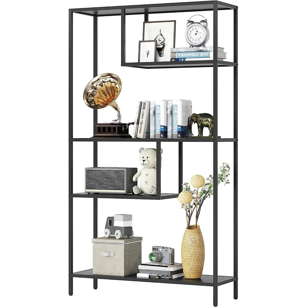 4 Tier Metal Frame Bookcase,Open Display Shelves,Black | Bed Bath & Beyond
