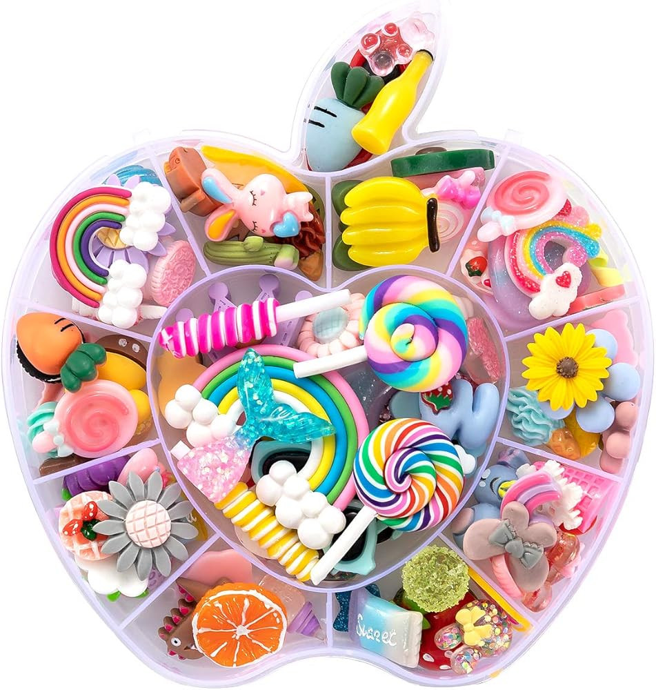 Not for croc,100pcs Slime Charms,Plastic Flatback Charms and Containers Mixed Candy Cake Sweets R... | Amazon (US)