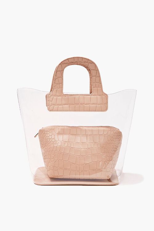 Transparent & Faux Croc Leather Tote Bag | Forever 21 (US)