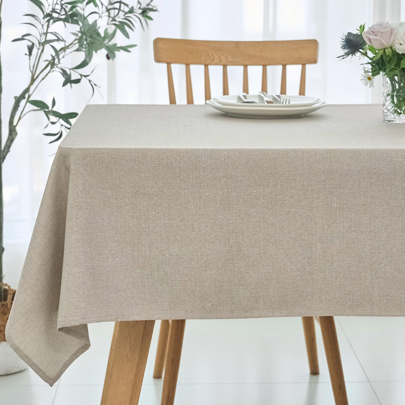 maxmill Square Linen Tablecloth Water Resistance Antiwrinkle Spill Proof Stain Resistant Fabric T... | Amazon (US)