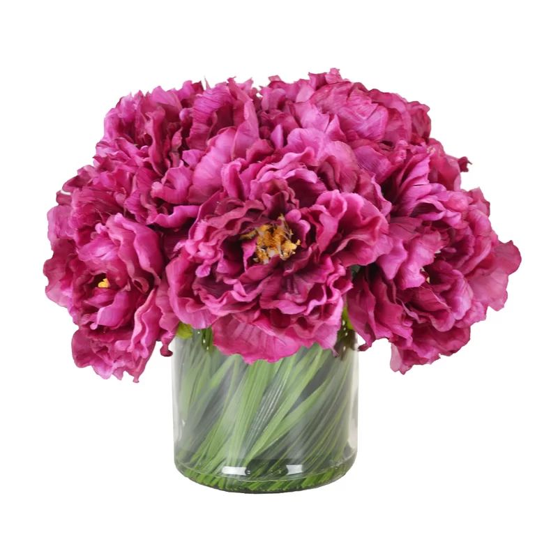 Peonies Floral Arrangement in Vase | Wayfair North America