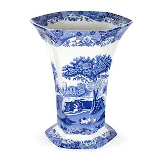 SPODE Blue Italian 10.5 in. Hexagonal Vase 1390371 - The Home Depot | The Home Depot