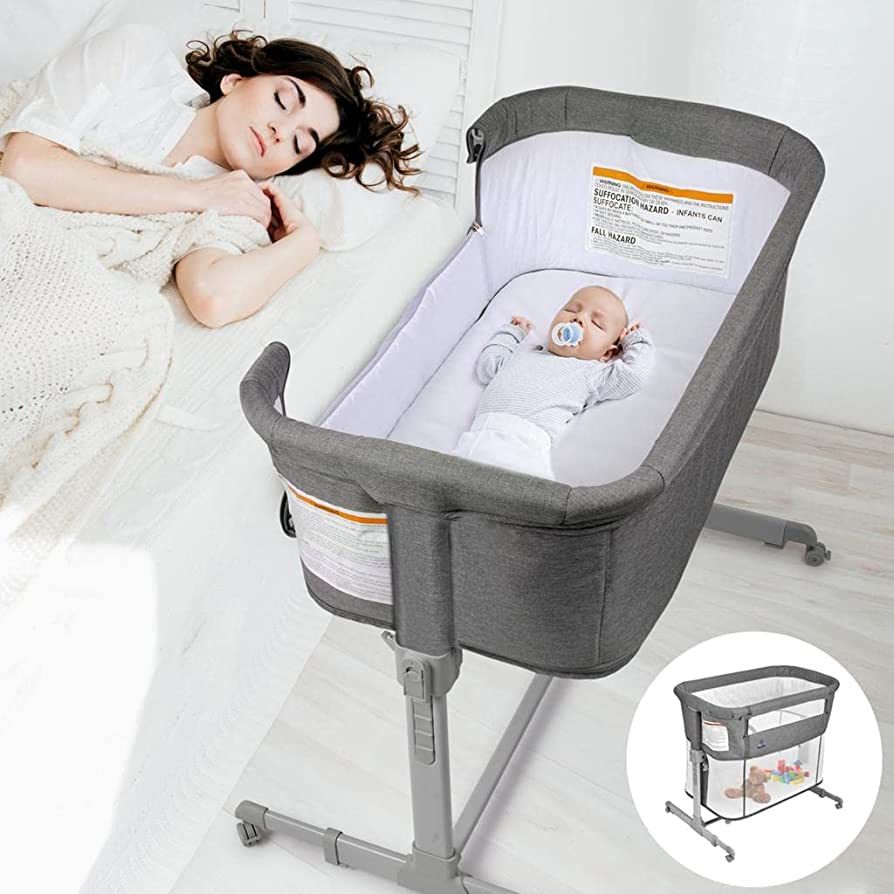3 in 1 Baby Bassinet, Bedside Sleeper, & Playpen, Easy Folding Portable Crib (Grey)- KoolaBaby (B... | Amazon (US)