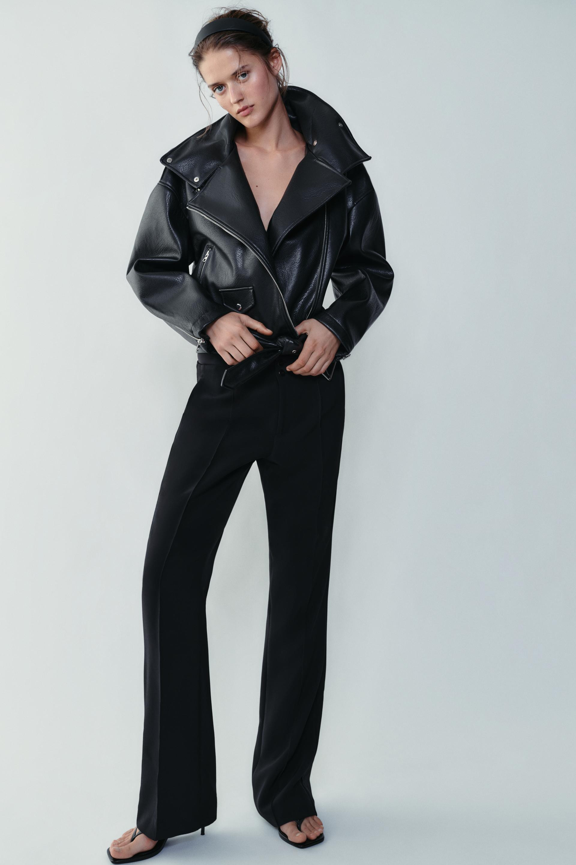Zara - Leather Effect Biker Jacket - Black - Xl - Woman | Zara UK