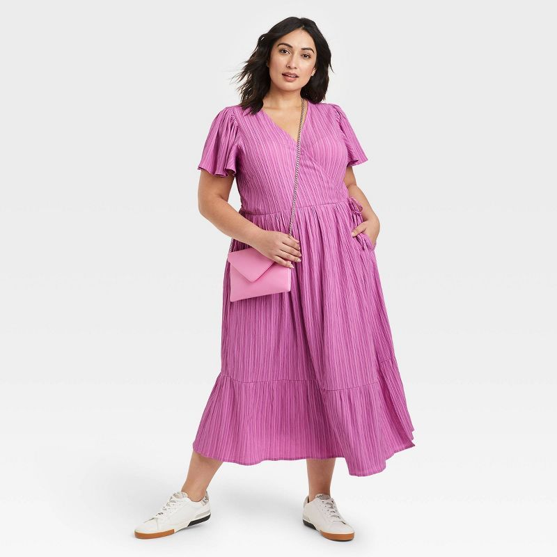 Women's Flutter Short Sleeve Wrap Dress - A New Day™ | Target