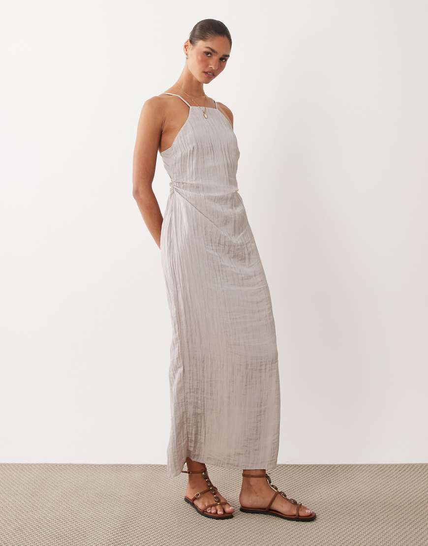ASOS DESIGN maxi halter dress in techy crinkle fabric-Multi | ASOS (Global)