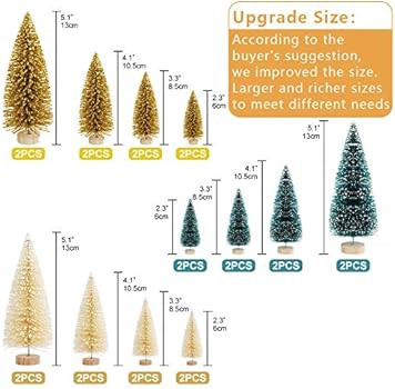 AerWo 24PCS Artificial Mini Christmas Trees, Upgrade Sisal Trees with Wood Base Bottle Brush Tree... | Amazon (US)