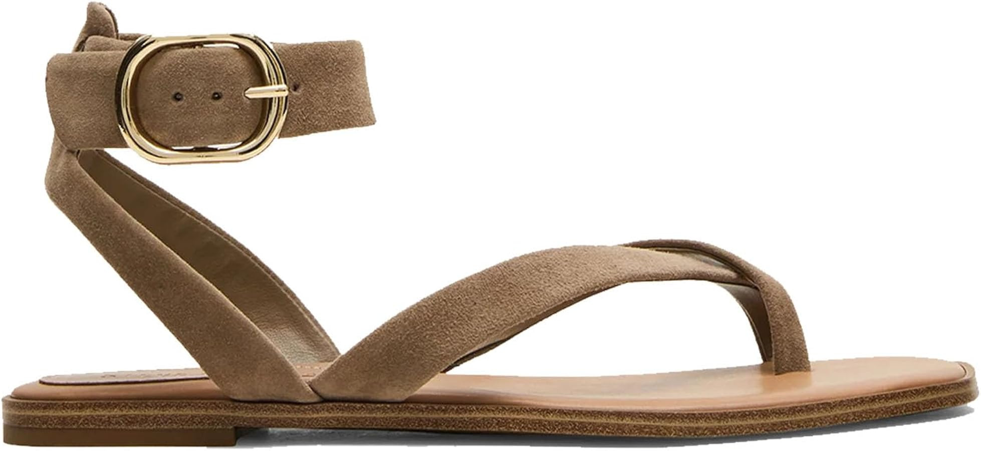 Toe Ring Flats Sandals for Women Square Toe Strappy Flat Sandals Casual Summer Shoes | Amazon (US)