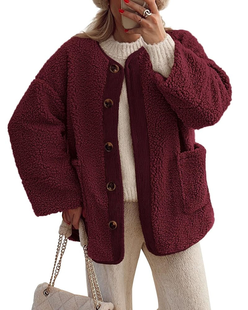 PRETTYGARDEN Women's 2025 Winter Coats Long Sleeve Button up Fuzzy Sherpa Fleece Jackets Outerwea... | Amazon (US)