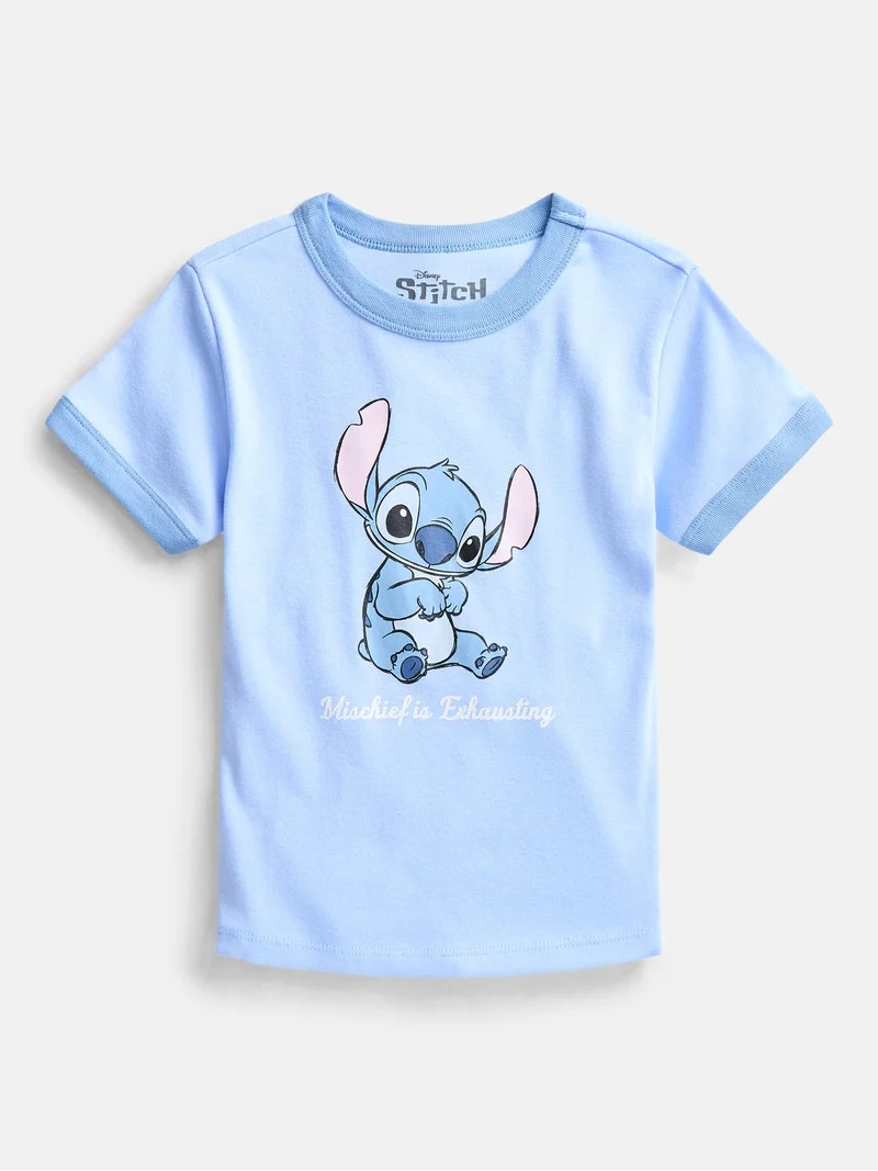 Lilo and Stitch Girls Mischief Graphic Ringer T-Shirt, Sizes 4-16 | Walmart (US)