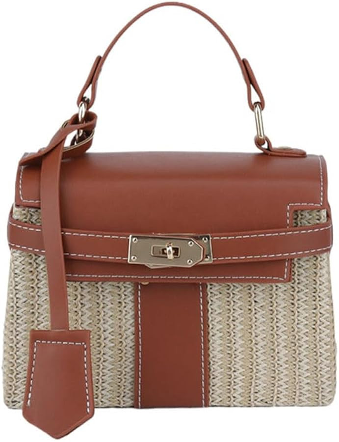 Straw woven women's wallet vacation handbag, beach crossbody bag, fashionable summer woven single... | Amazon (US)