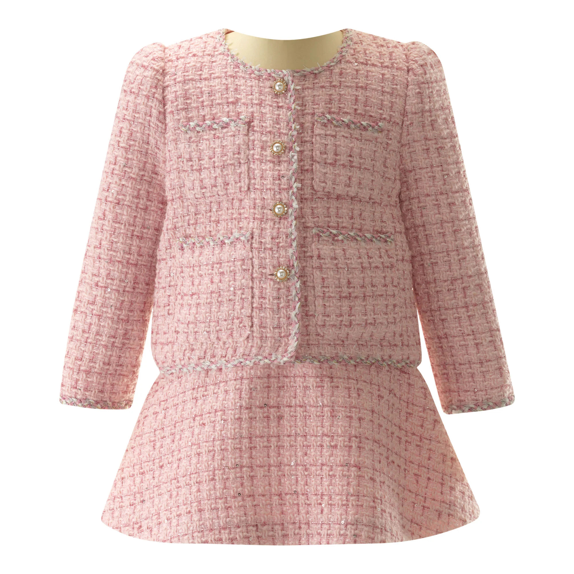 Pink Tweed Jacket and Skirt Set | Rachel Riley