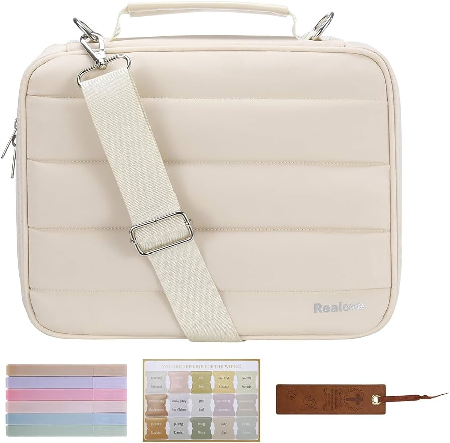 Realove Bible Covers for Women - Bible Cover Case with Bookmarks & Handle & Shoulder Strap | Bibl... | Amazon (US)