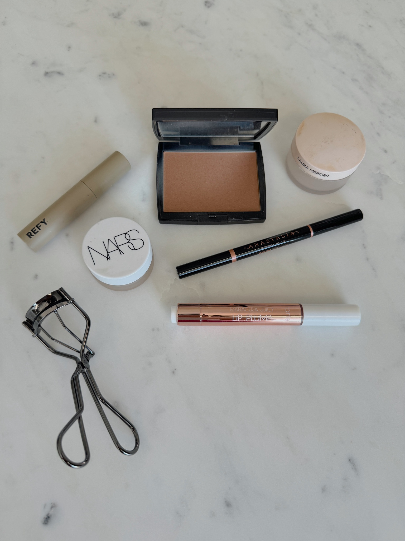 Makeup staples I have and love

Refy tinted brow gel in deep brown
Nars light reflecting under eye brightener in golden eye
Anastasia matte bronzer in saddle
Laura Mercier mini talc free translucent powder
Anastasia brow definer in ebony
Tarte maracuja juicy lip plump in mixed berries
Shiseido eyelash curler

#LTKxSephora #LTKbeauty #LTKsalealert