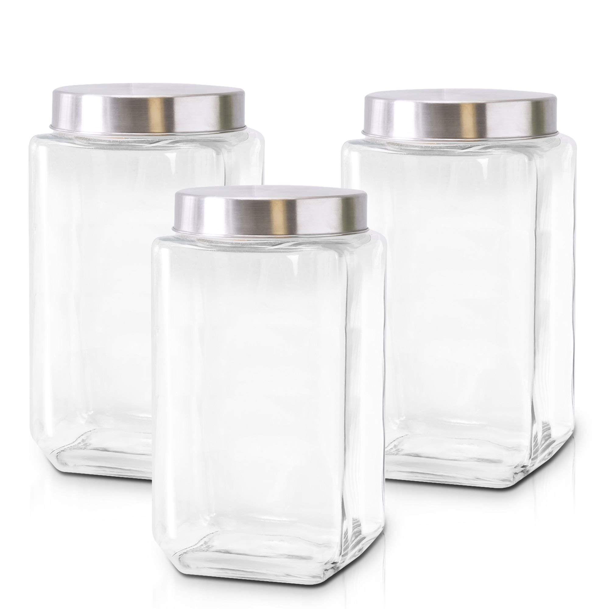 Glass Canisters for Kitchen – Set of 3 Large Food Storage Containers – 70Oz Storage Jars with... | Amazon (US)