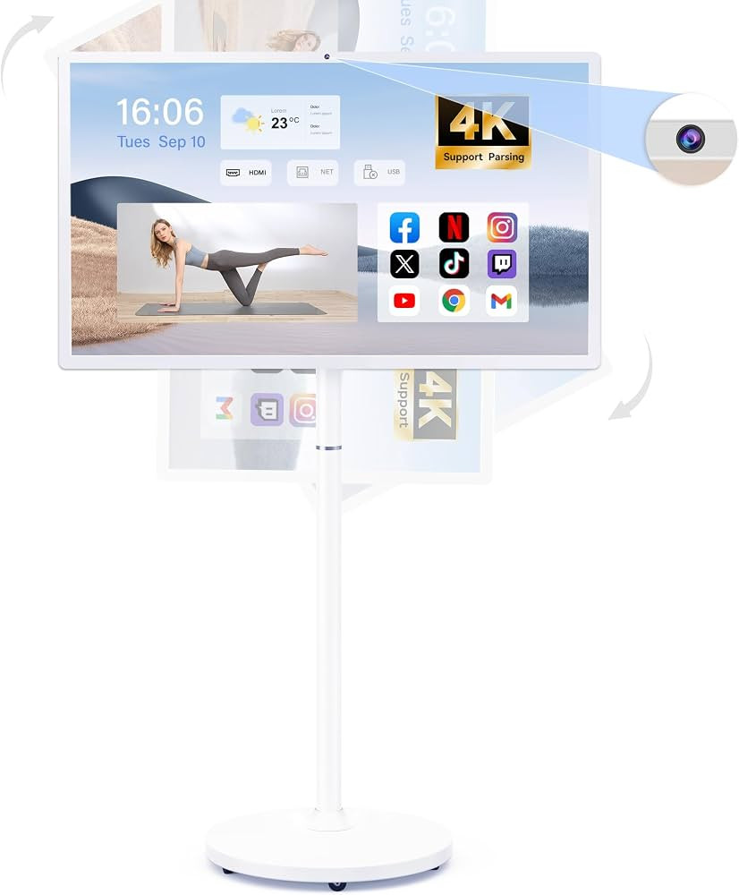 32-Inch Portable Smart TV on Wheels with Touch Screen Monitor | 8G RAM +128G Storage | 8-core CPU... | Amazon (US)