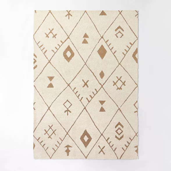 Claybourne Geometric Shag Diamond Wool/Jute Area Rug Ivory - Threshold™ | Target