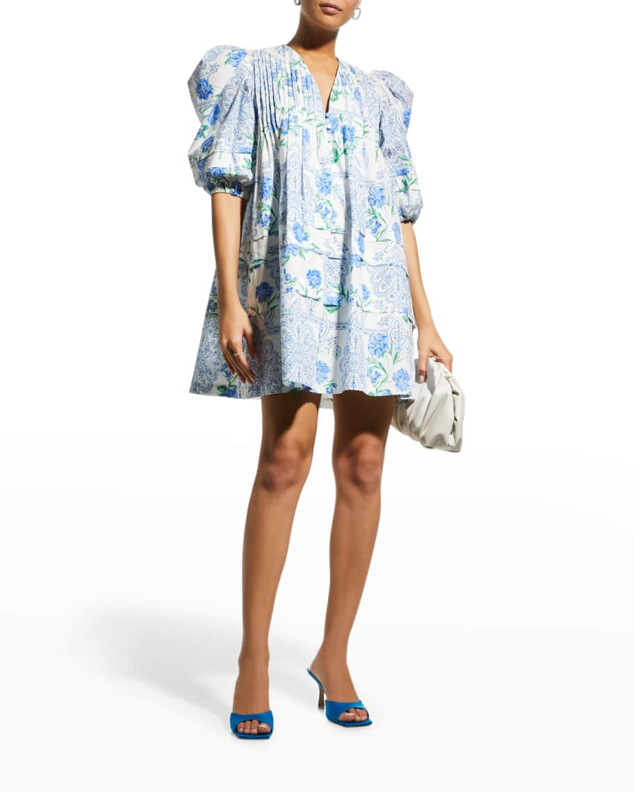 Hunter Bell NYC Jenkins Puff-Sleeve Mini Babydoll Dress | Neiman Marcus