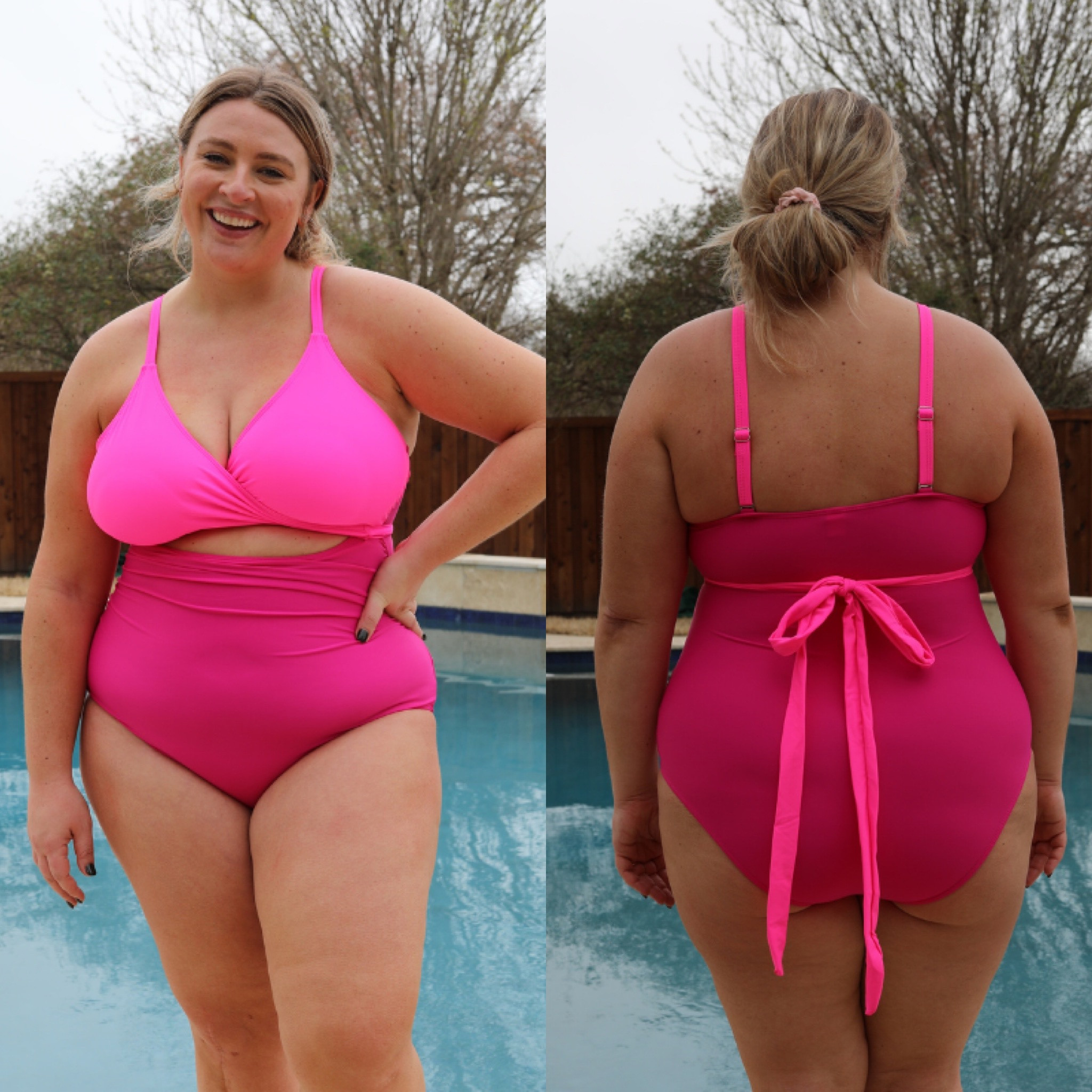 
I am not 100% sold on this swimsuit style for my body type. The suit on it’s own is very fun and I love the colorblocking. I feel like the top is just a bit flimsy and I would need to wear it swimming to fully give a stamp of approval on it. It does provides adjustable straps and by nature of the design, the “band” part of the top suit is adjustable because you tie it. Think of it like a true wrap dress, your top half is completely open until you physically tie it. Again, it’s adorable, and I think it has potential, but I’m also realistic about the price point/quality.

This  Amazon one piece is $37 available in sizes med-28 Plus and 20+ color variations. I am wearing 14. #swimsuit #onepiece #amazon

#LTKunder50 #LTKswim #LTKcurves