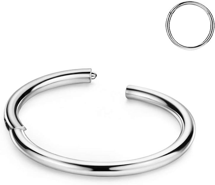 FANSING 316l Surgical Steel Hinged Nose Rings Hoop 20G 18G 16G 14G 12G 10G 8G 6G, Diameter 5mm to... | Amazon (US)