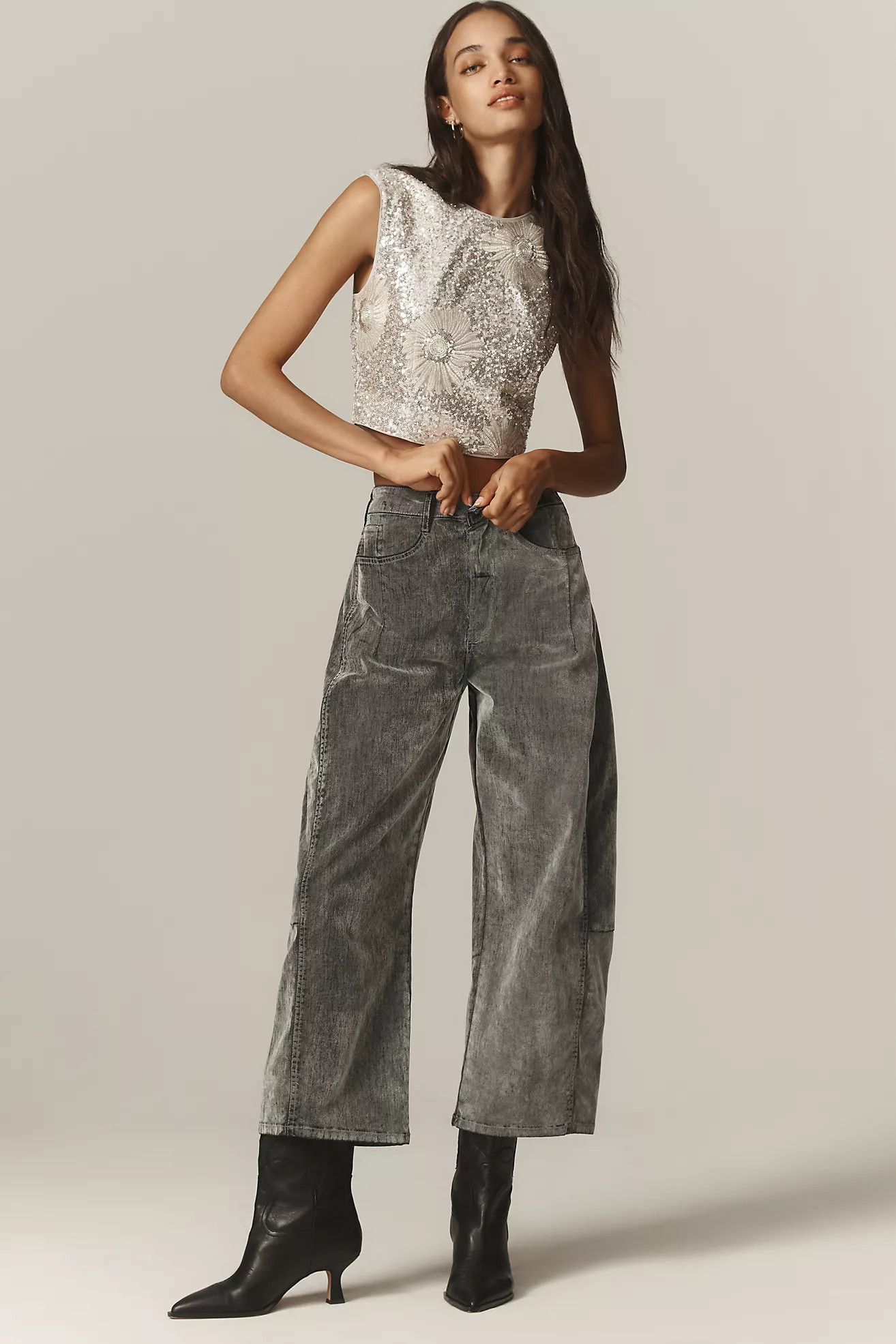 The Kenna Mid-Rise Heritage Barrel Jeans by Pilcro: Velvet Edition | Anthropologie (US)