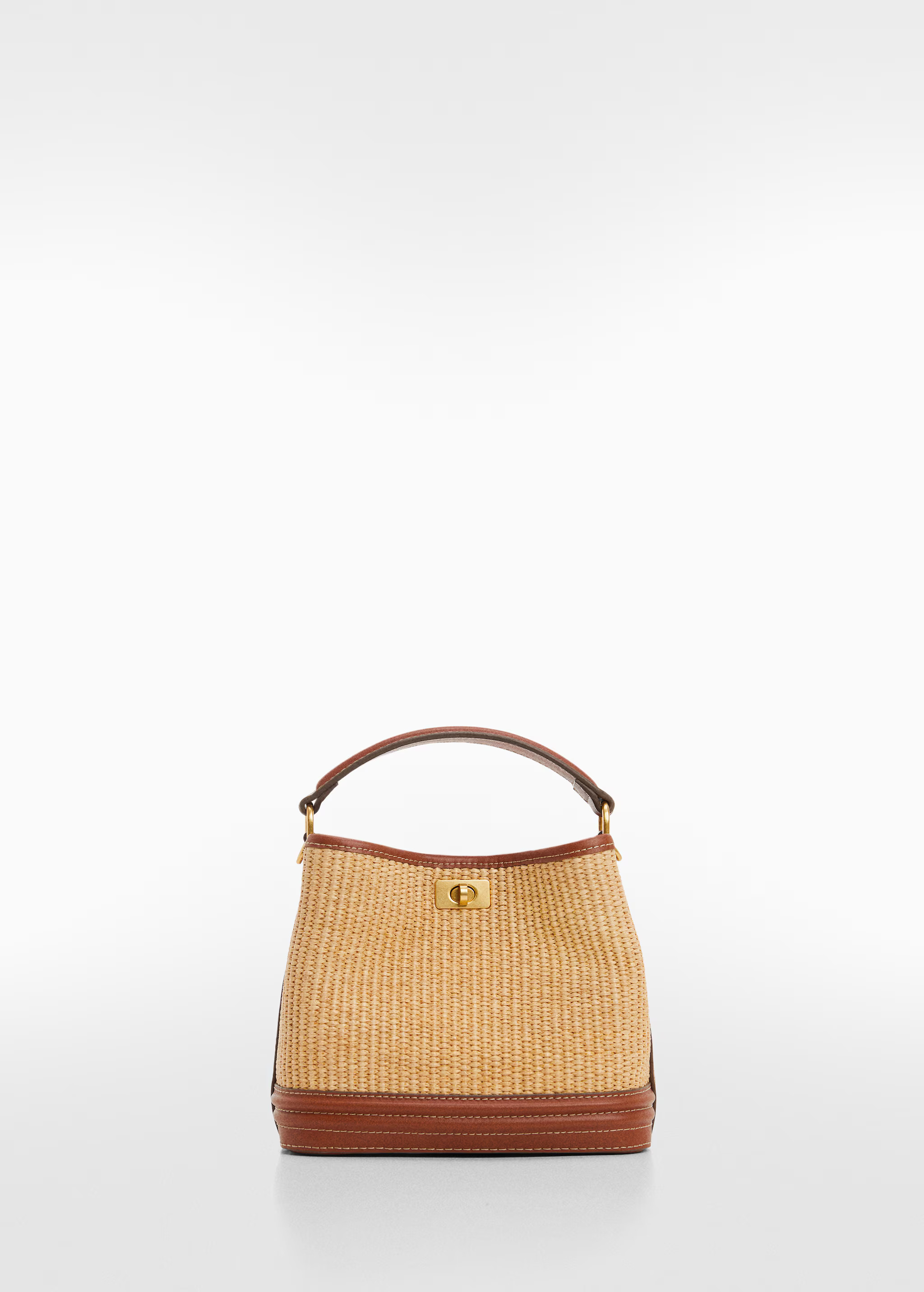 Raffia-effect bucket bag - Woman | MANGO USA | MANGO (US)