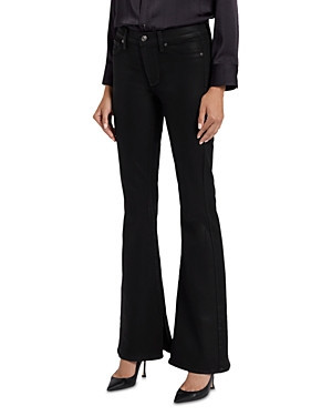 7 For All Mankind Ali High Rise Slit Flare Jeans in Coated Black | Bloomingdale's (US)