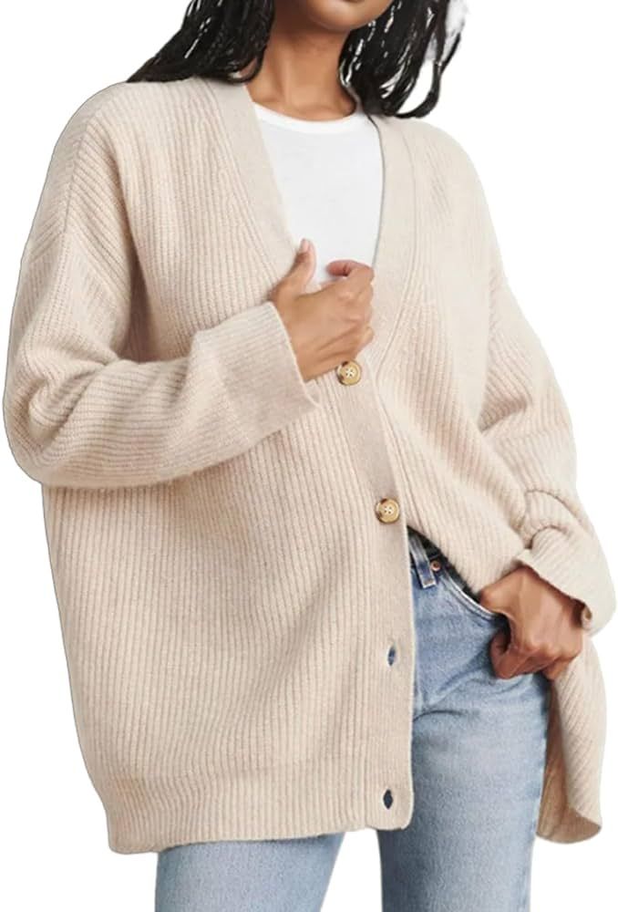 QINMAO Emcak Cashmere Cocoon Cardigan,Cashmere Cardigans Sweaters for Women,Open Front Oversized ... | Amazon (US)