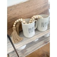 Coffee Bar Decor, Wood Bead Table Tiered Tray Farmhouse Beads, Bowl Fillers, Boho Shelf Decor | Etsy (US)