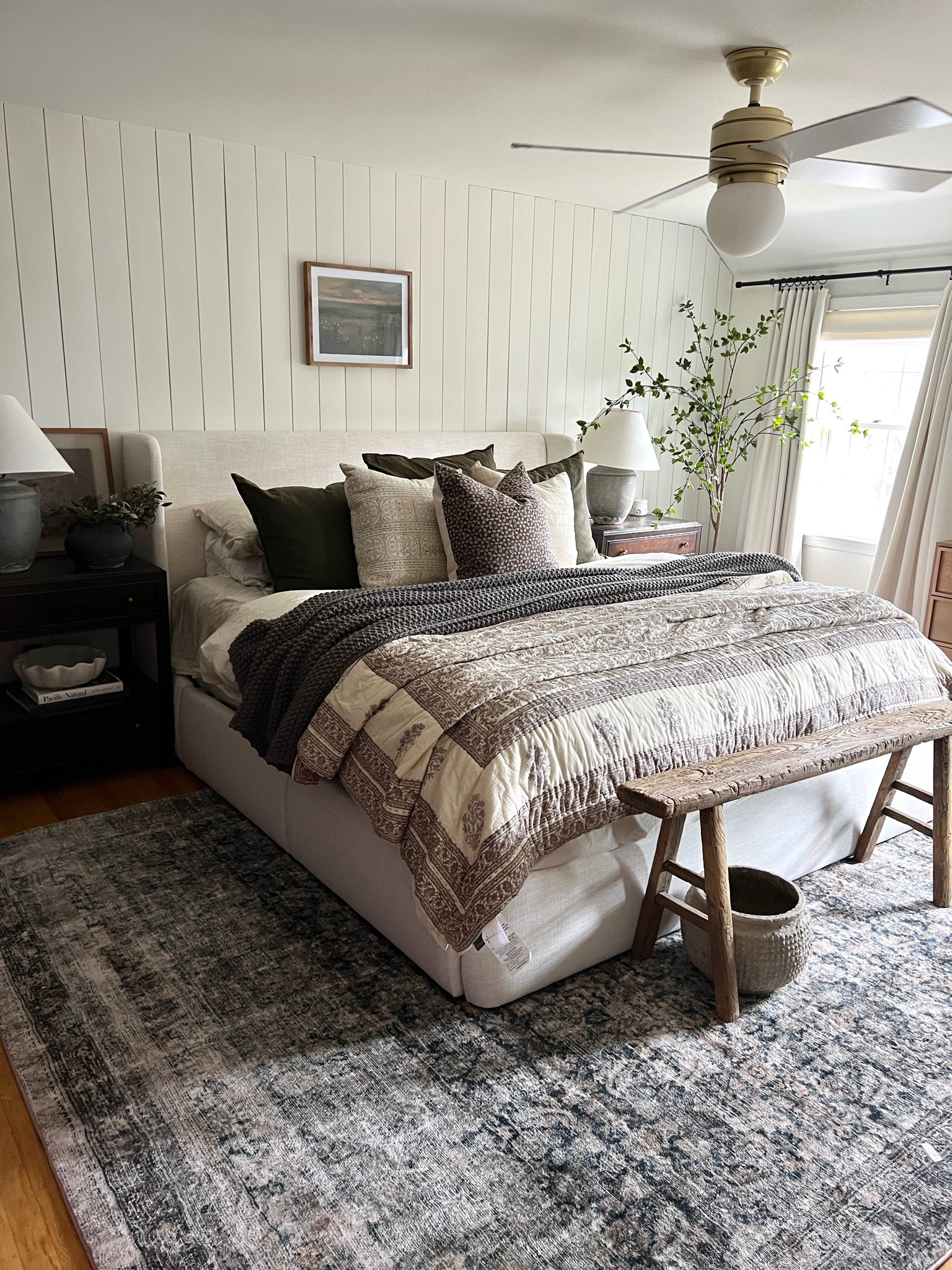 Transitional bedroom inspo, storage bed, castlery, Dalton bed, shiplap, McGee and co quilt, shiplap, neutral home decor 