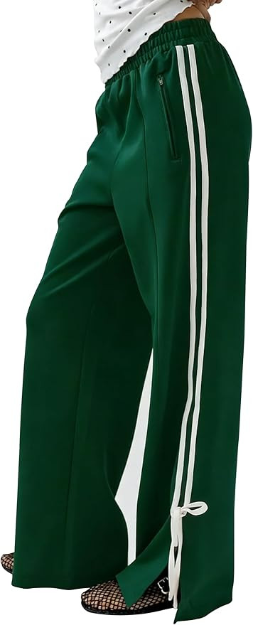 Women's Y2K Baggy Sweatpants Wide Leg Joggers Elastic Waist Striped Athletic Track Pants Lounge C... | Amazon (US)