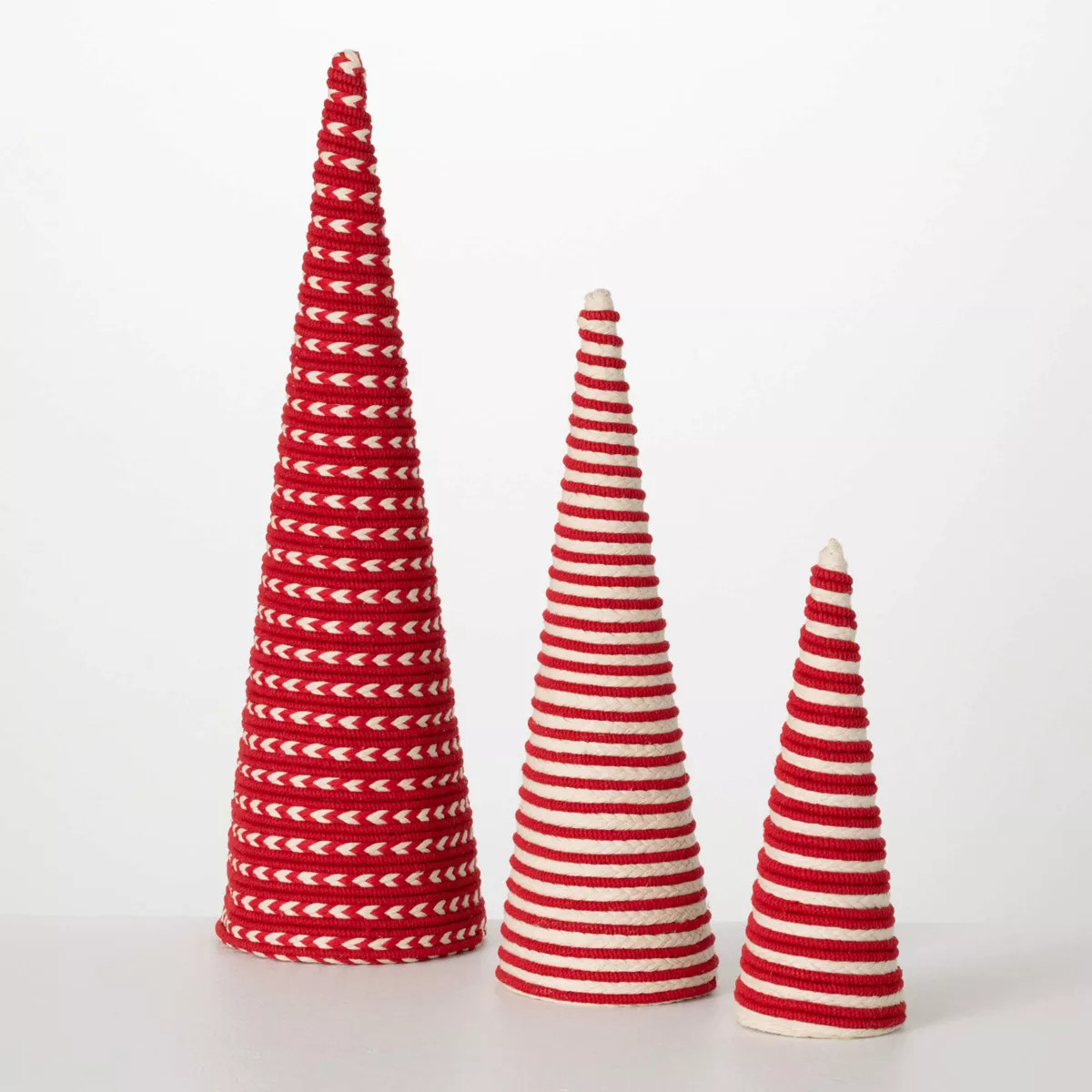 24.5"H, 18.5"H & 12.5"H Sullivans Christmas Red White Tabletop Cone Tree Set of 3, Indoor Christm... | Target